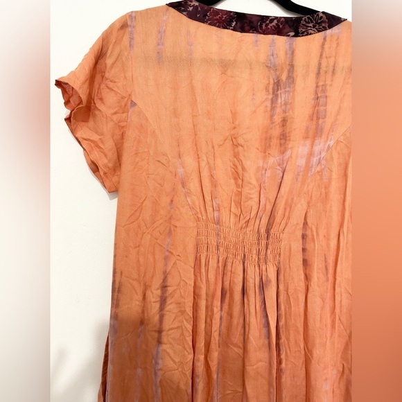 SOFT SURROUNDINGS Size PL Sunset Bali Batik Tie Dye Button Front Maxi Dress - Picture 5 of 5